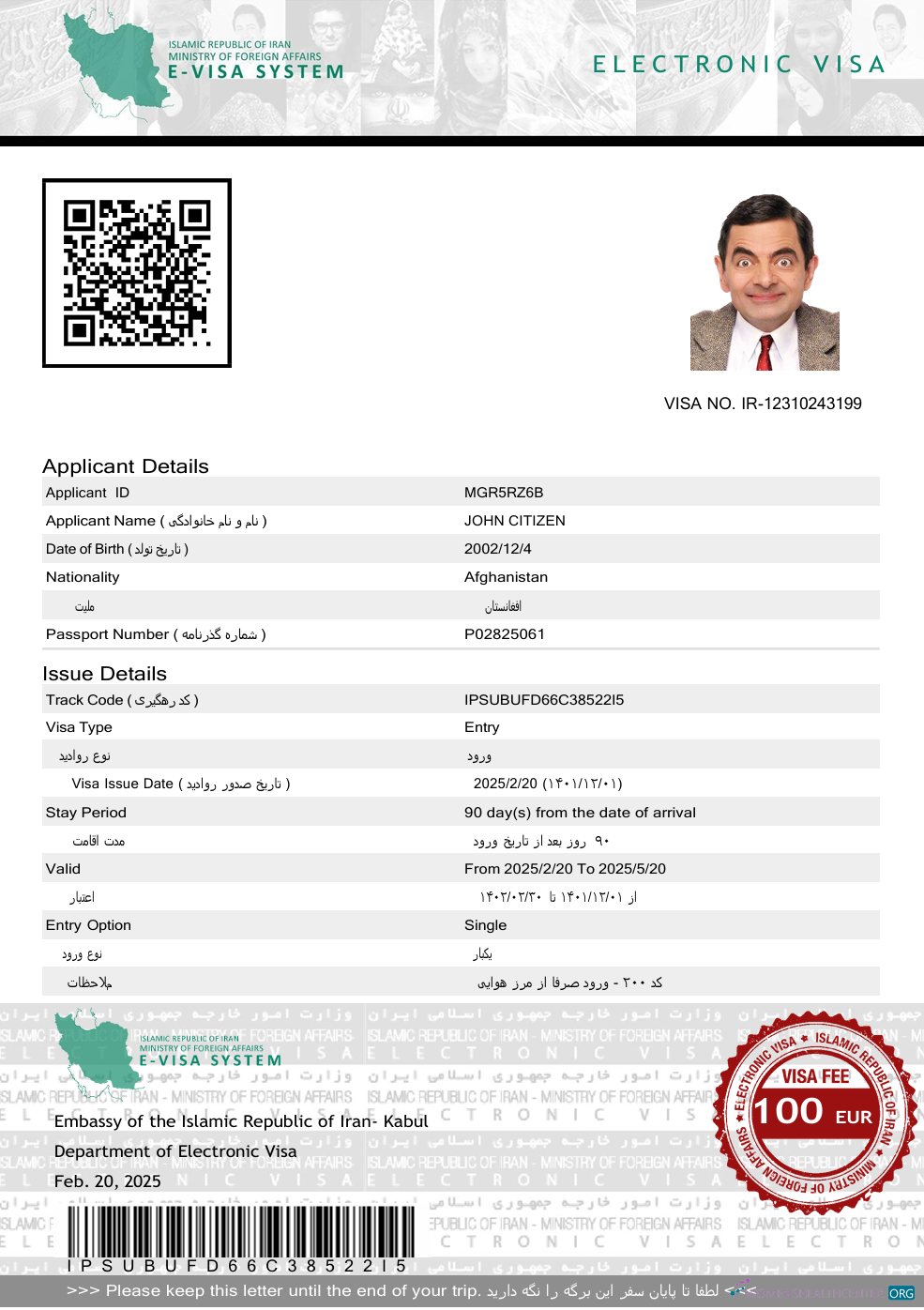 Download Iran e visa template in Word and PDF formats Photoshop template